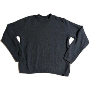 prAna Mens Crewneck Sweater Medium Blue Waffle Knit Organic Cotton‎